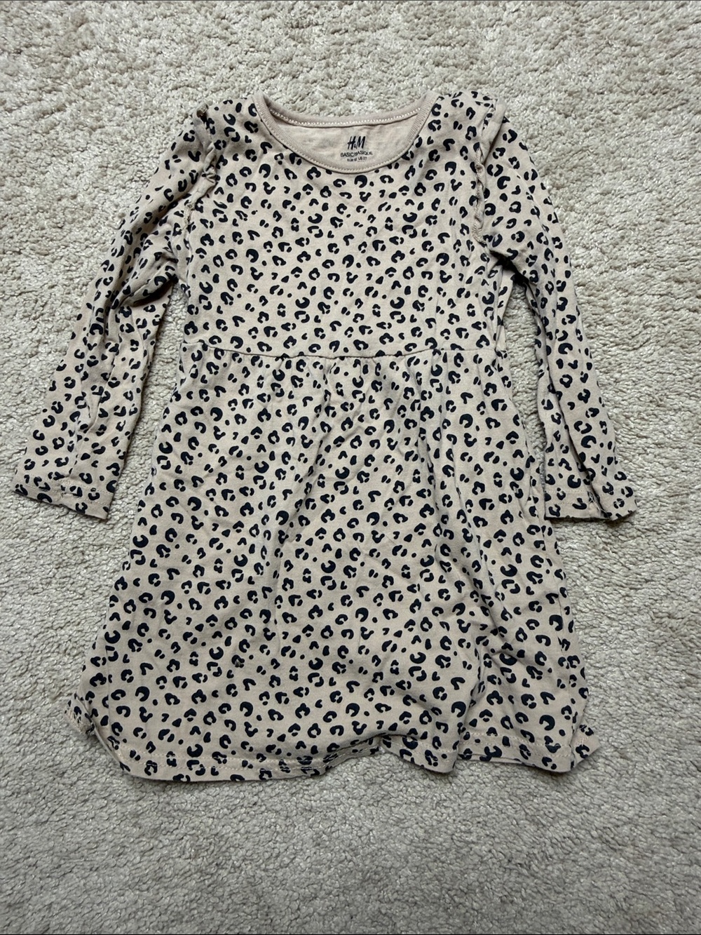H&M Beige Leopard Print Long Sleeve Kids Dress